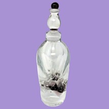 Hand blown Art Glass Perfume Bottle w/ Purple Stopper &amp; Bubbles Purple S... - $29.99