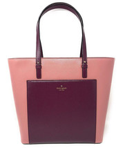 Kate Spade Grand Street Sadie Leather Tote Pink Burgundy WKRU4854 NWT $3... - £86.05 GBP