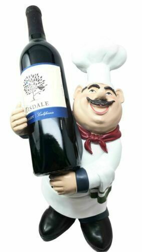 Ebros Large Chef Bistro Cook Hugging Bottle Wine Holder Figurine Kitchen Decor