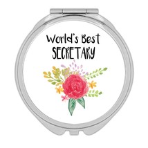 World&#39;s Best Secretary : Gift Compact Mirror Work Job Cute Flower Christ... - $12.99