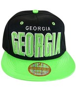 Georgia Men&#39;s Snapback Baseball Cap (Black/Green Textured Bill) - £11.95 GBP