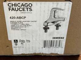 Chicago Faucets 420-ABCP Deck Mount 4” Centers 2-Hole Bathroom Faucet - Chrome - £77.05 GBP
