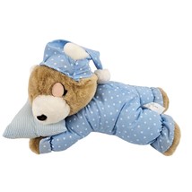 Toy Wonders Teddy Bear Plush Sleeping Toy Blue Polka Dot Pajamas Pillow Tested - $19.80