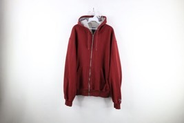 Vintage Champion Mens Size Large Faded Blank Full Zip Hoodie Sweatshirt Red - £39.18 GBP