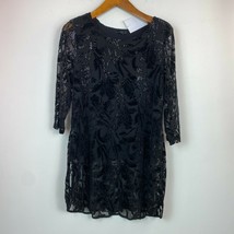 Alfani Womens Petite PXL Black Embroidered 3/4 Sleeve Lined Tunic Top Retag - £16.23 GBP