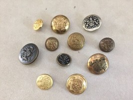 Mixed Lot 11 Vintage Coat of Arms Military Brass Metal Shank Buttons 1.5... - $24.99