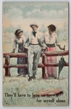 Romance Man With Empty Pockets And Two Ladies Love Me Myself Alone Postcard B40 - £6.24 GBP