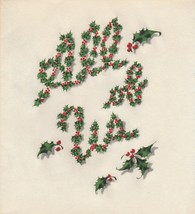 Vintage Christmas Card All of Us Holly Lettering Made By Butler Thomas 1... - £6.22 GBP