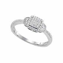 10kt White Gold Womens Round Diamond Square Cluster Ring 1/6 Cttw - £202.11 GBP