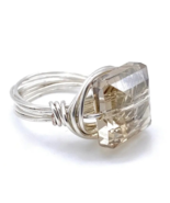 Champagne Square Crystal Silver Ring - $108.92 CAD