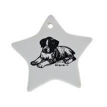 Vintage Boxer Puppy Dog Star Ornament Christmas Ceramic - £11.81 GBP