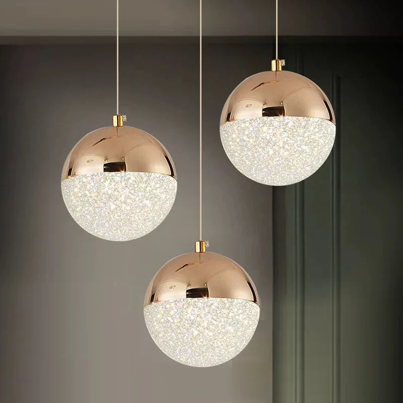 Nordic LED Dining Chandelier Creative Simple Acrylic Half Ball Indoor Pe... - $61.94+