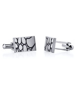 Abstract Squiggle Design Brushed Finish Titanium Cufflinks - $59.99