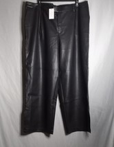 ELOQUII Women&#39;s Black Faux Leather Straight Leg With Split Hem Pants Siz... - £27.16 GBP