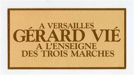 Gerard Vie Des Trois Marches Card 2 Michelin Stars Versailles France - £14.01 GBP