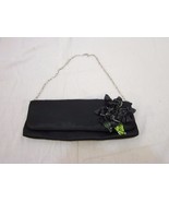 Menbur Black Clutch Handbag w/ Chain Shoulder Strap magnetic snaps used ... - $13.76
