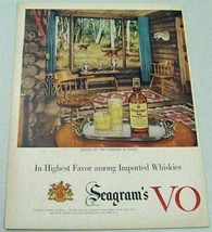 1952 Print Ad Seagram&#39;s VO Whiskey Log Cabin,Hunting Dogs &amp; Hunter - £9.13 GBP