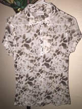 NWT DAILY SPORTS LOVELY CAPPED SLEEVE ANIMAL PRINT SHEER GOLF POLO TOP S... - £32.57 GBP