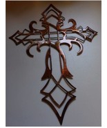 Ornamental Cross Metal Wall Art Décor Copper/Bronze Plated  15&quot; Tall x 1... - $29.44