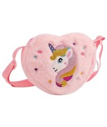 Children&#39;s Unicorn Heart shaped Shoulder Bag, Kids Cartoon Plush Crossbo... - $12.46