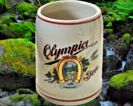 Olympia Beer Mug .5 Liter Horseshoe Logo 4 3/4&quot; Tall Vintage - $14.92