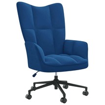  Relaxing Chair Blue Velvet, Steel Standard Height-Adjustable - $3,369.22 MXN