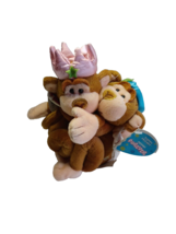FLOPPY FRIENDS Best Friend Forever Monkey Plush Duo Angel &amp; Princess 7&quot; Vtg 2001 - £11.61 GBP