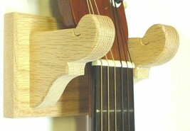 Oak Wooden Guitar Hanger Classy Wall Mount Display - Unfinished Wood - $465.54 MXN