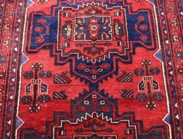 3&#39;7 x 10 Geometric Animal Vintage Caucasian Handmade Runner Wool Area Ru... - $569.05