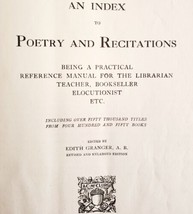 An Index to Poetry and Recitations HC Reference Manual 1918 Revised GRYBS - $99.99