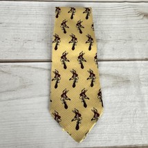 Vintage Warner Brothers Wile E. Coyote Tan 100% Silk Neck Tie 58&quot; x 4&quot; - $6.99