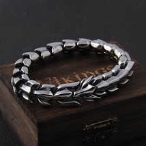Viking Ouroboros Vintage Punk Bracelet Stainless Steel Fashion Jewelry Men Gifts - £17.54 GBP+