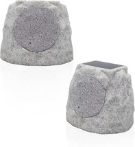 Rock Speakers Outdoor Waterproof Solar-Powered Wireless Bluetooth, Light Grey - £81.34 GBP