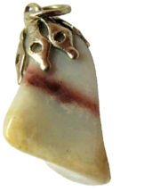 3D Brown Marble Stone Pendant Charm Sterling Silver 925 - £27.77 GBP