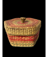 Seagrass Woven Basket Lidded Sewing Vintage Southwestern Santa Fe Style ... - $37.04