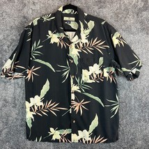 Tommy Bahama Hawaiian Shirt Mens Medium Black Floral 100% Silk Vacation ... - £9.91 GBP