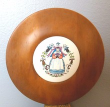 Wood Serving Platter with Hand Painted Tile Insert 12.5&quot; - £13.99 GBP