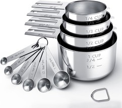 Stainless Steel Measuring Cups &amp; Spoons Set, Cups and Spoons,Kitchen Gadgets for - £24.51 GBP
