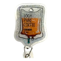 Coffee IV Badge Reel – Glitter Retractable Holder - $163.80 MXN