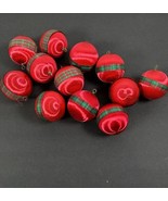 Lot of 12 Vintage Satin Spun Christmas Ornaments Red Balls with Ribbon - $24.74