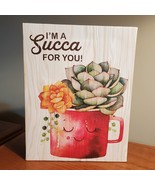 Canvas Print Wall Art, I&#39;m a Succa For You, Glitter Succulents in Red Pl... - £11.98 GBP