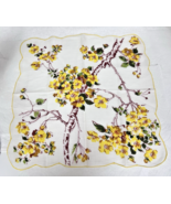 Vintage Hankie Stunning Yellow Floral Tree Branch Bright Colors and Details - $22.90 CAD