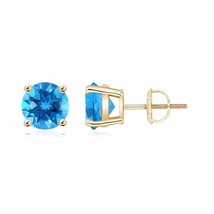Authenticity Guarantee 
ANGARA 7MM Round Swiss Blue Topaz Stud Earrings in 14... - £525.27 GBP