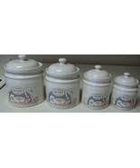 Upland Silver &amp; Cutlery Swan Home Canister Set 4 Canisters W Lids Stoneware - £49.61 GBP