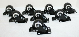 Heavy Duty 2&quot; Rubber Swivel Locking Casters ~ 4 Bolt Mounting Plate ~ New - £39.32 GBP