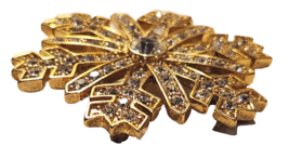 MONET Brooch Pin Snowflake Crystal Rhinestones Gold Tone Setting 2 Inches 1980s - £15.97 GBP