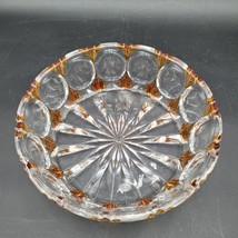 Large German Echt Bleikristall Geresst w/Amber &amp; Clear Lead Crystal Glass Bowl - £22.17 GBP