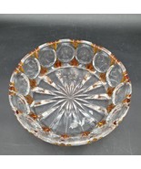 Large German Echt Bleikristall Geresst w/Amber &amp; Clear Lead Crystal Glas... - $29.69