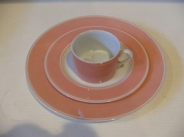 Fitz &amp; Floyd Rondelet Set of Dinner Plate Bread &amp; Butter Plate Coffee Cup Peach - £12.65 GBP