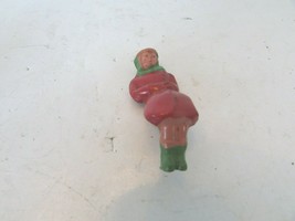 VINTAGE DIECAST LADY SITTING FIGURE RED DRESS GREEN SCARF  2.25&quot;  M41 - $3.62